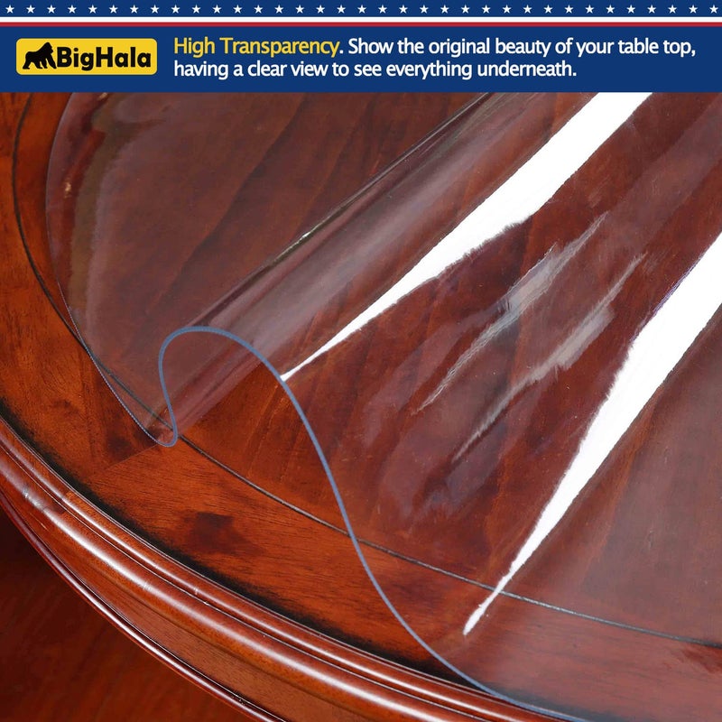 BigHala 30 Inch Round Clear Plastic Tablecloths Cover Furniture Dining Kitchen Coffee Table Protector Liner Thick Protective Desk Blotter Mat PVC Vinyl Tabletop Protection Pad Easy Clean Polyester Wipeable - Image 2